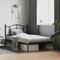 vidaXL Estructura de cama con cabecero metal negro 100x200 cm