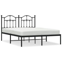 vidaXL Estructura de cama con cabecero metal negro 150x200 cm