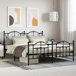 vidaXL Estructura de cama cabecero y pie de cama metal negro 183x213cm