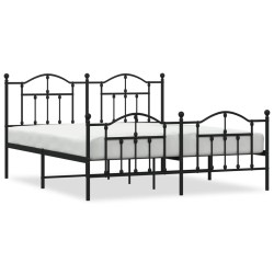 vidaXL Estructura de cama cabecero y pie de cama metal negro 183x213cm