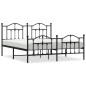 vidaXL Estructura de cama cabecero y pie de cama metal negro 183x213cm