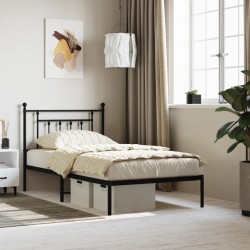 vidaXL Estructura de cama con cabecero metal negro 100x190 cm