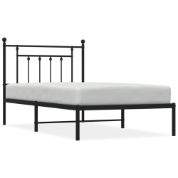 vidaXL Estructura de cama con cabecero metal negro 100x190 cm