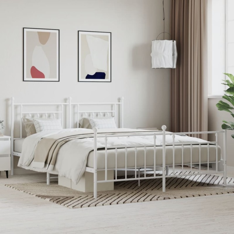 vidaXL Estructura cama metal con cabecero y pie cama blanco 183x213 cm vidaXL Estructura cama metal con cabecero y pie cama blanco 183x213 cm