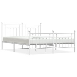 vidaXL Estructura cama metal con cabecero y pie cama blanco 183x213 cm