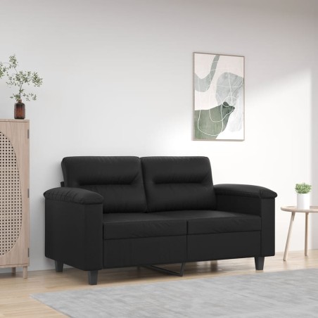 vidaXL Sofá de 2 plazas de cuero sintético negro 120 cm