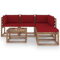 vidaXL Muebles de jardín de palets 6 pzs con cojines madera impregnada