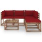 vidaXL Muebles de jardín de palets 6 pzs con cojines madera impregnada