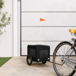 vidaXL Remolque de bicicleta mascotas hierro tela Oxford negro