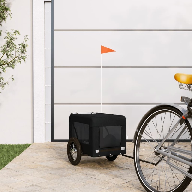 vidaXL Remolque de bicicleta mascotas hierro tela Oxford negro vidaXL Remolque de bicicleta mascotas hierro tela Oxford negro
