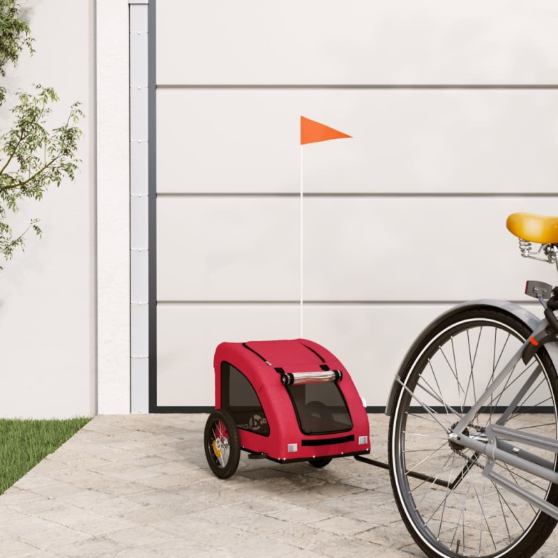 vidaXL Remolque de bicicleta mascotas hierro tela Oxford rojo vidaXL Remolque de bicicleta mascotas hierro tela Oxford rojo