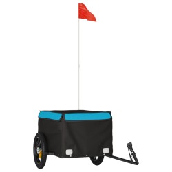 vidaXL Remolque para bicicleta hierro negro y azul 30 kg