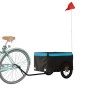 vidaXL Remolque para bicicleta hierro negro y azul 30 kg vidaXL Remolque para bicicleta hierro negro y azul 30 kg