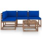 vidaXL Juego de muebles de jardín 5 piezas con cojines azules vidaXL Juego de muebles de jardín 5 piezas con cojines azules
