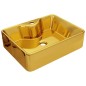 vidaXL Lavabo con orificio para grifo 48x37x13,5 cm cerámica dorado vidaXL Lavabo con orificio para grifo 48x37x13,5 cm cerámica dorado