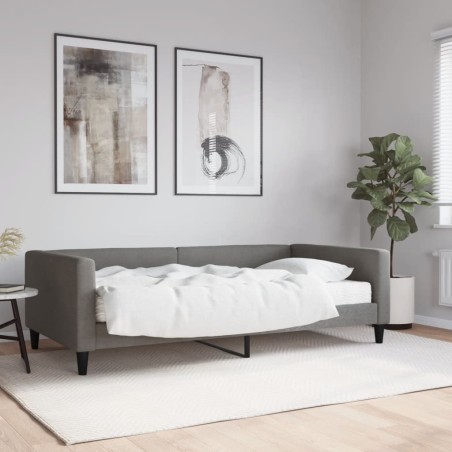 vidaXL Sofá cama con colchón tela gris oscuro 100x200 cm