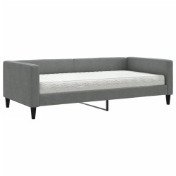 vidaXL Sofá cama con colchón tela gris oscuro 100x200 cm