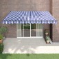vidaXL Toldo retráctil aluminio y tela azul y blanco 4x3 m vidaXL Toldo retráctil aluminio y tela azul y blanco 4x3 m