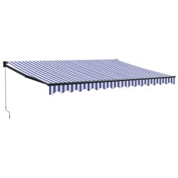 vidaXL Toldo retráctil aluminio y tela azul y blanco 4x3 m
