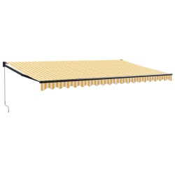 vidaXL Toldo retráctil aluminio y tela amarillo y blanco 5x3 m