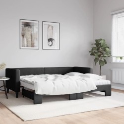 vidaXL Sofá cama nido con colchón tela negro 80x200 cm