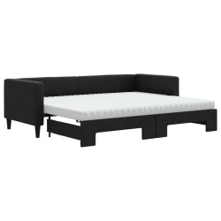 vidaXL Sofá cama nido con colchón tela negro 80x200 cm