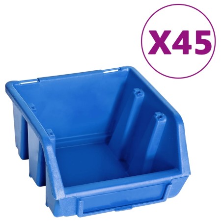 vidaXL Kit de cajas de almacenaje 48 pzas paneles de pared azul negro