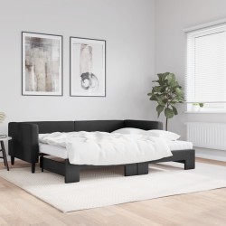 vidaXL Sofá cama nido con colchón tela negro 90x200 cm