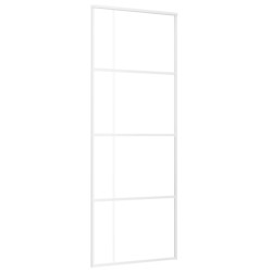 vidaXL Puerta corredera ESG vidrio y aluminio blanca 76x205 cm