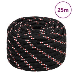 vidaXL Cuerda de barco polipropileno negra 20 mm 25 m