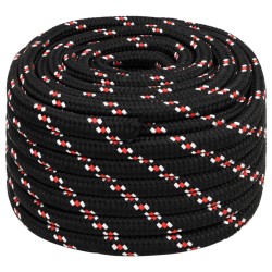 vidaXL Cuerda de barco polipropileno negra 20 mm 25 m