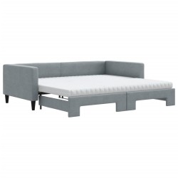vidaXL Sofá cama nido con colchón tela gris claro 100x200 cm