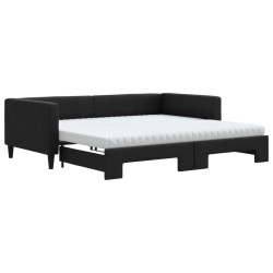 vidaXL Sofá cama nido con colchón tela negro 100x200 cm