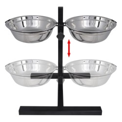 Soporte De Alimentación Ajustable Mascota 2X1,6L Tazón Inoxidable
