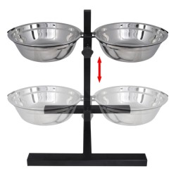 Soporte De Alimentación Ajustable Mascota 2X4.1L Tazón Inoxidable