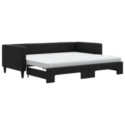 vidaXL Sofá cama nido con colchón tela negro 90x190 cm
