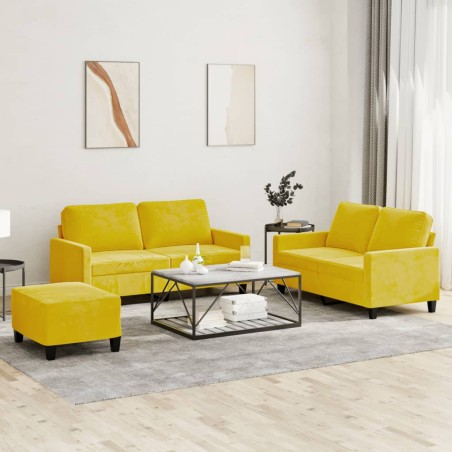 vidaXL Juego de sofás con cojines 3 piezas terciopelo amarillo