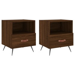 vidaXL Mesita noche 2 uds madera ingeniería marrón roble 40x35x47,5 cm