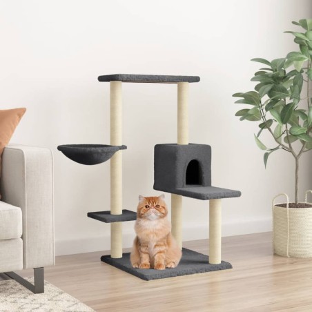 vidaXL Rascador para gatos con postes de sisal gris oscuro 95 cm