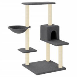 vidaXL Rascador para gatos con postes de sisal gris oscuro 95 cm