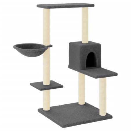 vidaXL Rascador para gatos con postes de sisal gris oscuro 95 cm