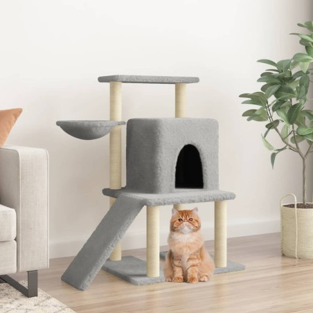vidaXL Rascador para gatos con postes de sisal gris claro 96,5 cm