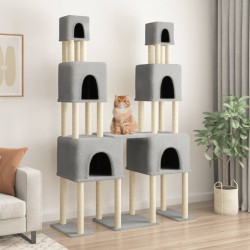 vidaXL Rascador para gatos con postes de sisal gris claro 199 cm