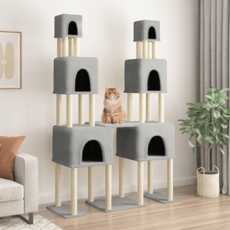 vidaXL Rascador para gatos con postes de sisal gris claro 199 cm