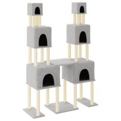vidaXL Rascador para gatos con postes de sisal gris claro 199 cm