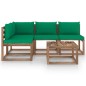 vidaXL Juego de muebles de jardín 5 piezas con cojines verdes vidaXL Juego de muebles de jardín 5 piezas con cojines verdes