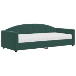 vidaXL Sofá cama con colchón terciopelo verde oscuro 90x200 cm