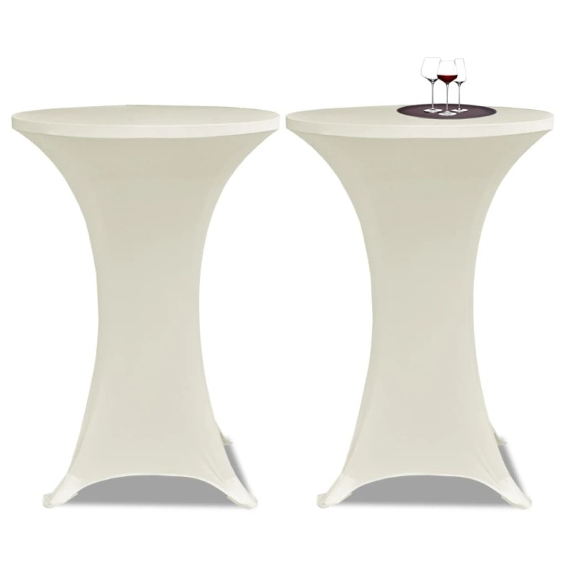 2 Manteles color crema ajustados para mesa de pie - 70 cm diámetro 2 Manteles color crema ajustados para mesa de pie - 70 cm diámetro
