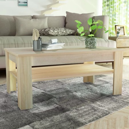 vidaXL Mesa de centro madera de ingeniería roble 110x65x48 cm