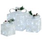 vidaXL Caja regalo decorativa Navidad 3 pzas blanca exterior/interior vidaXL Caja regalo decorativa Navidad 3 pzas blanca exterior/interior